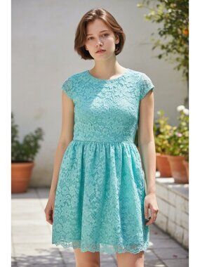 Place Girls Mint Green Lace Dress